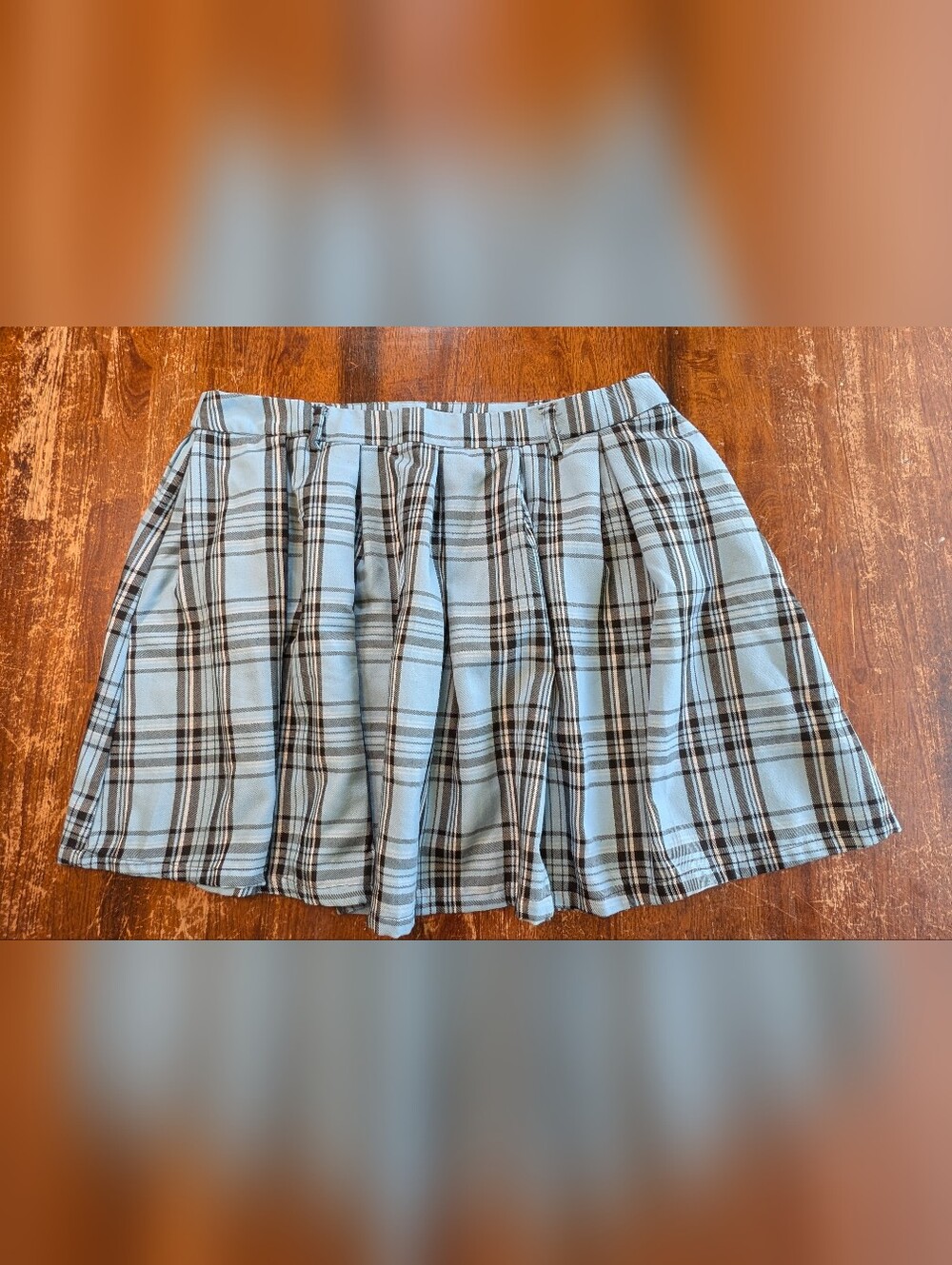 Hot Topic Plaid Skirt Womens Large Size 12 Blue Black Goth Skater Alternative